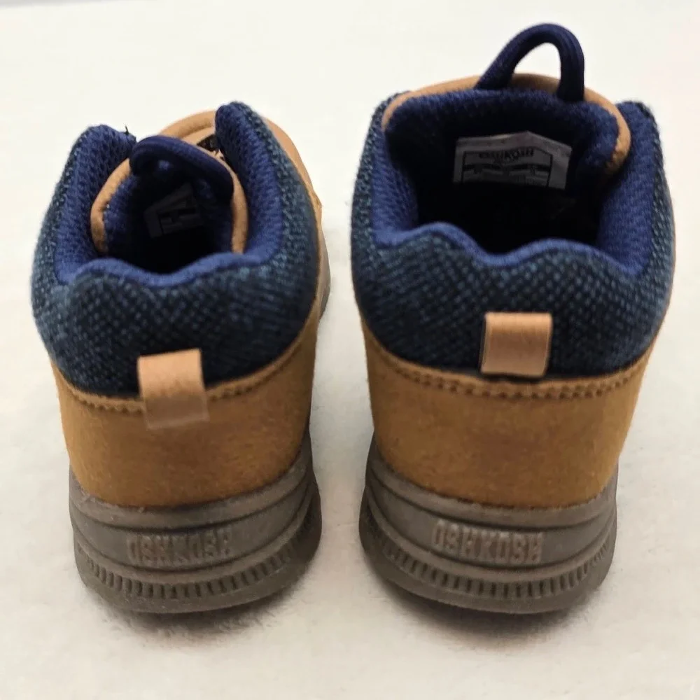 OshKosh Bgosh Doom Toddler Boys Lace Up Moc Toe Sneakers Brown Navy Size 6M